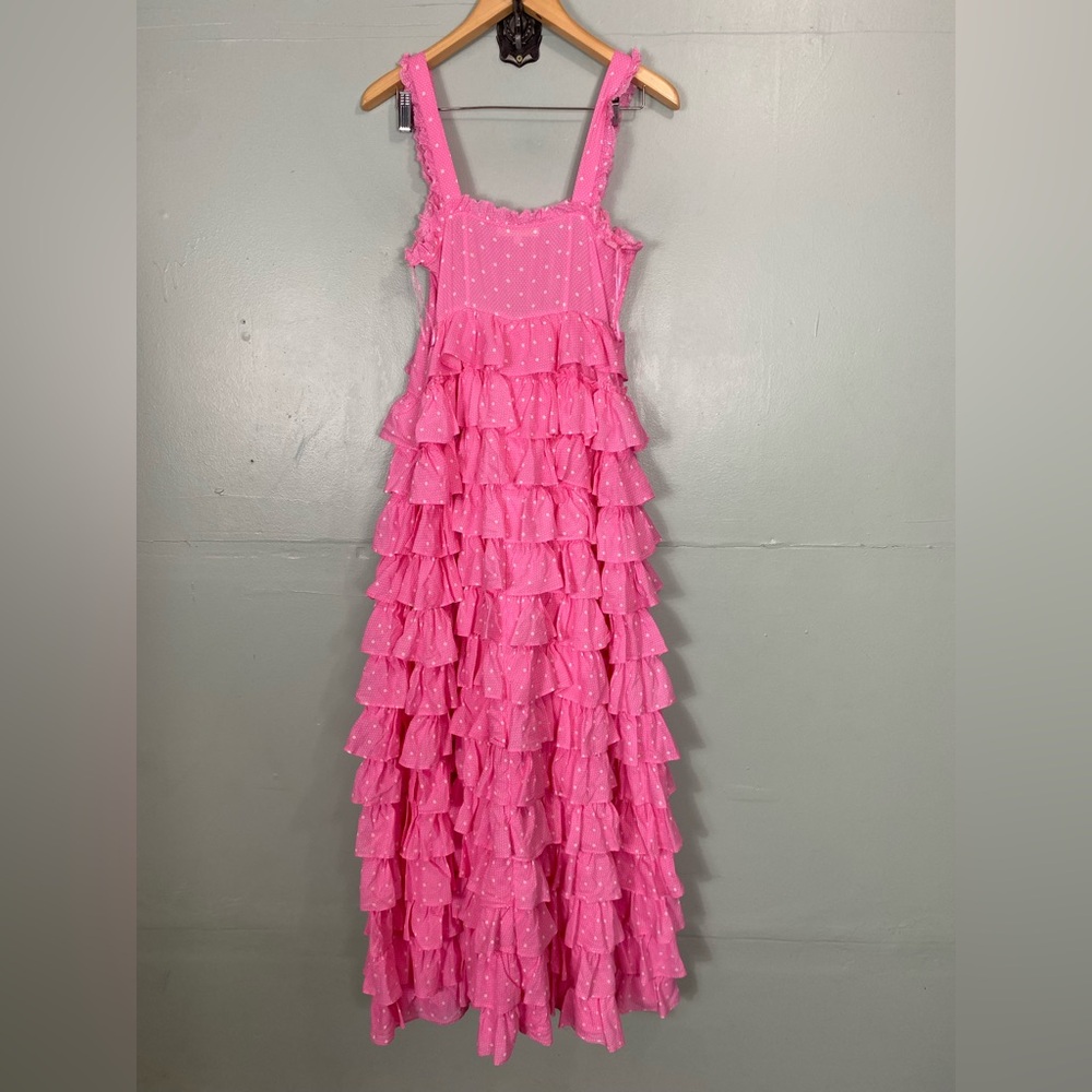 Loveshackfancy Idra Dress Ruffle Maxi Polka Dot Pink Sleeveless‎ - Picture 6 of 8